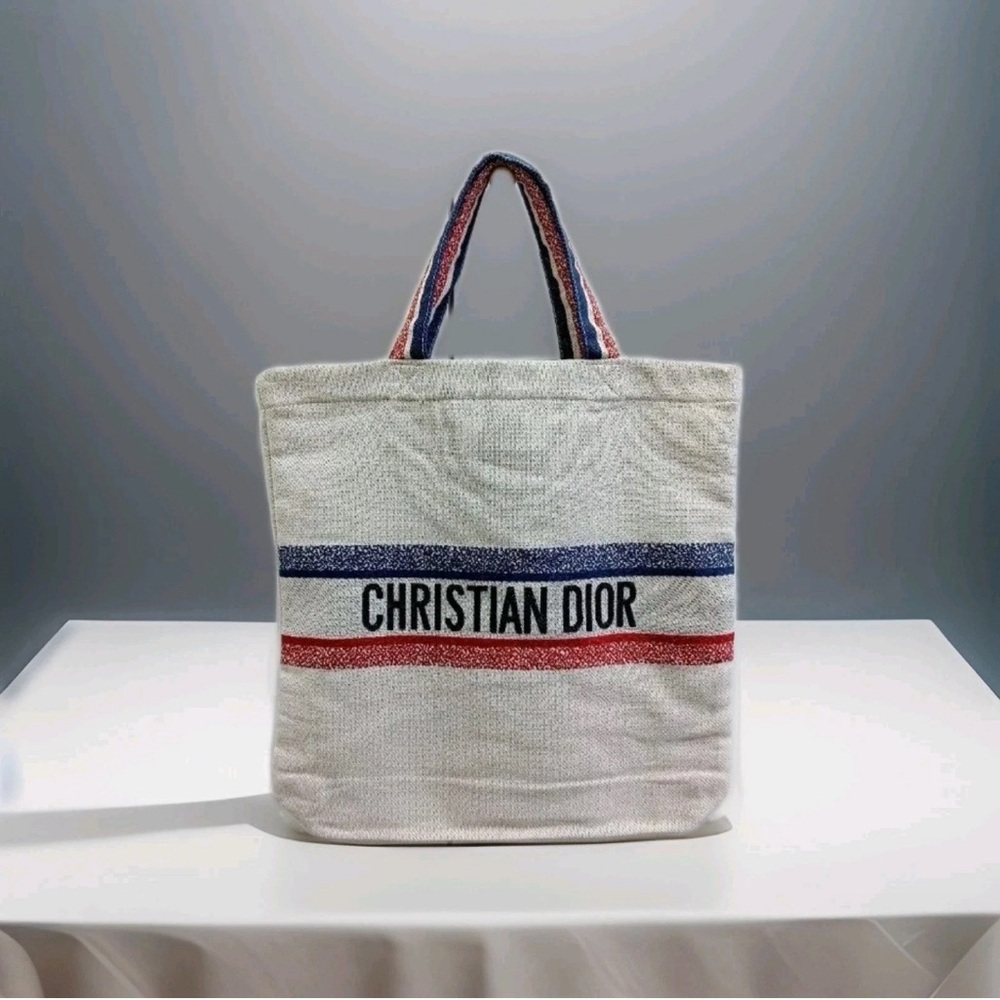 Dior Cream, Blue and Red Canvas Tote Bag, Exclusive Edition, Made in Italy - Picture 1 of 8